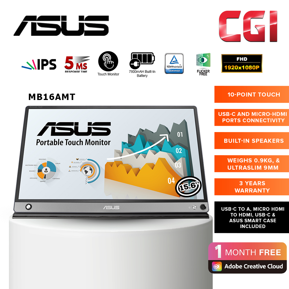 Asus Zenscreen Touch Mb Amt Ips Fhd Ultraslim Lightweight Usb C