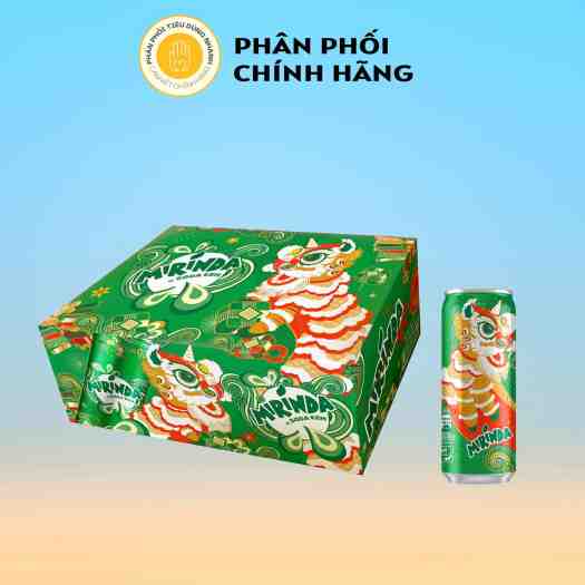 Thùng 24 Lon Nước Ngọt Giải Khát Có Gas Mirinda Vị Soda Kem Lon 330ml