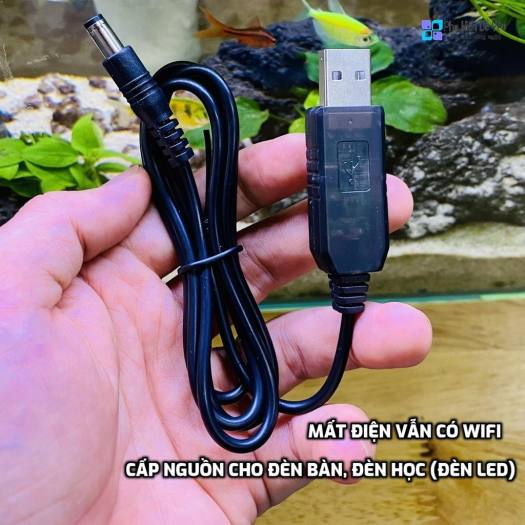 Cáp chuyển đổi nguồn USB DC 5V sang DC 12V 5 5x2 1mm ĐÈN BÁO LED