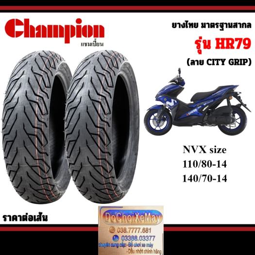 Vỏ lốp CHAMPION cho NVX Size zin 110 80 14 và 140 70 14 gai City Grip