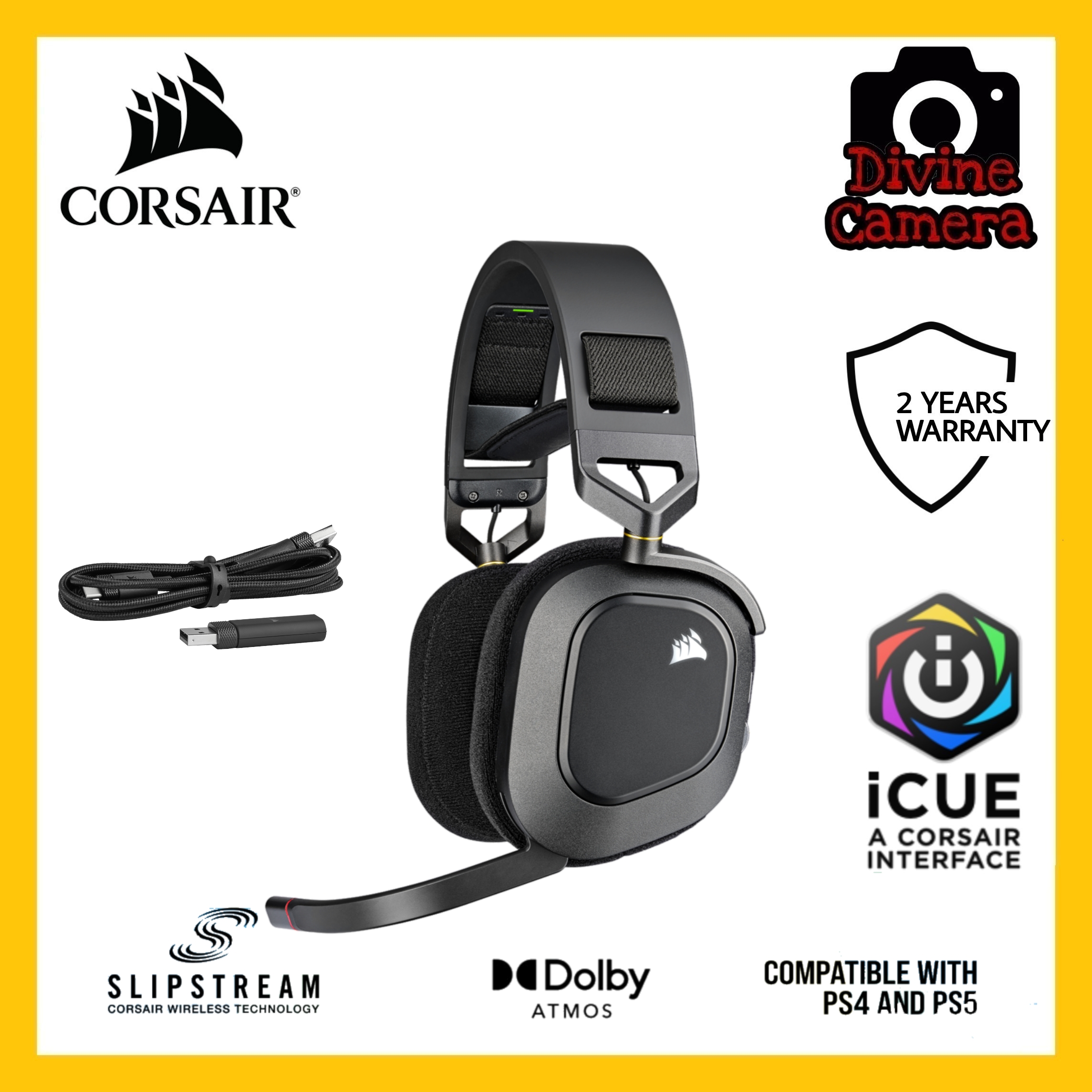 Corsair Hs Rgb Wireless Premium Gaming Headset With Spatial Audio