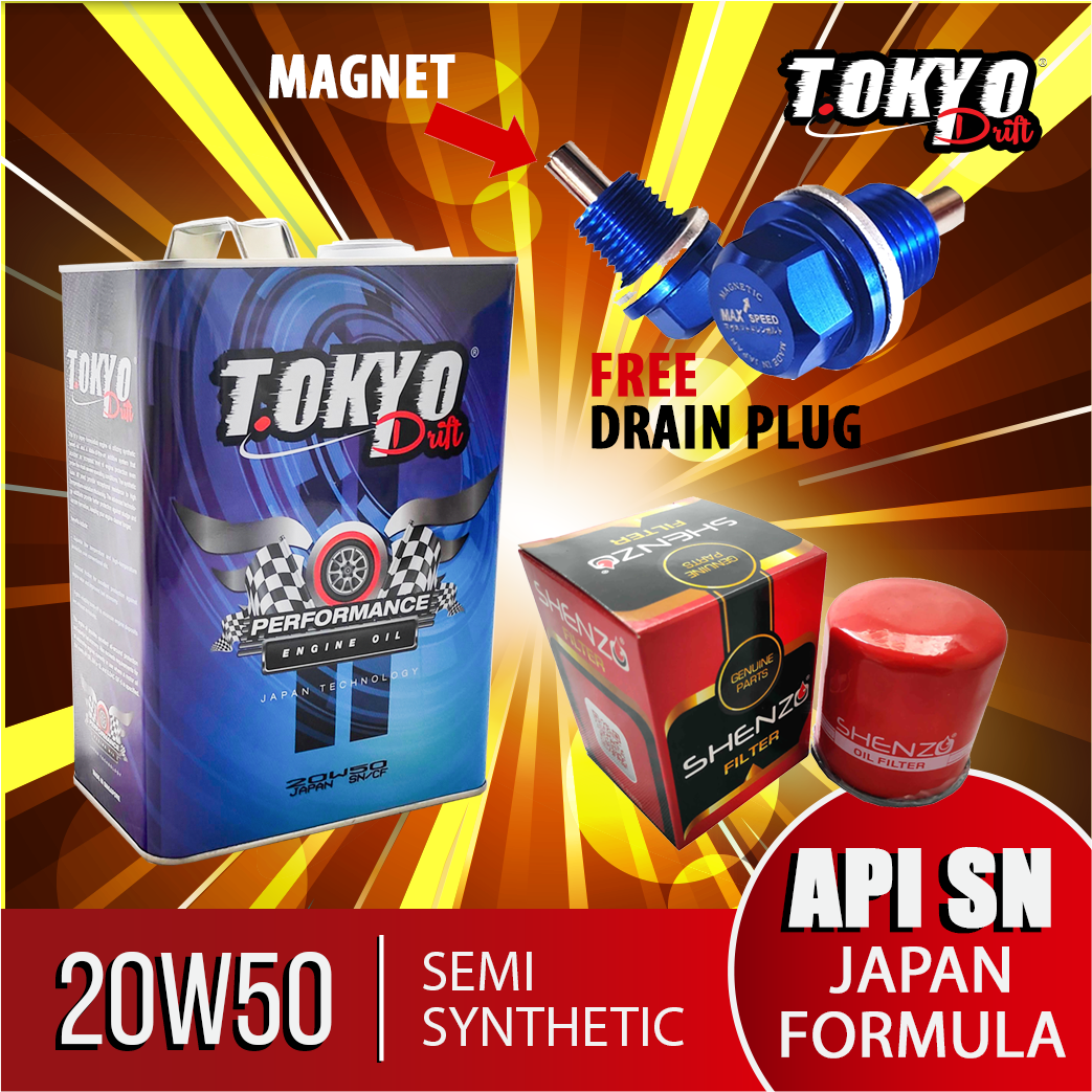 Free Magnet Drain Plug Tokyo Drift W Semi Synthetic Engine Oil