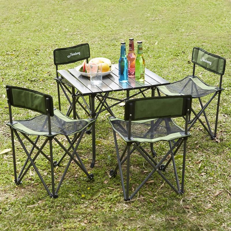 Shome Nuo Outdoor Folding Tables And Chairs Combination Portable Five Pieces Set Barbecue Self Driving Travel Leisure Beach Table Chair