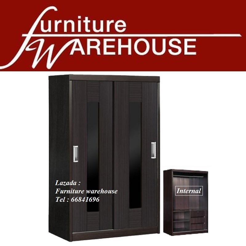 COBY 47inch Sliding Door Wardrobe - Walnut Colour