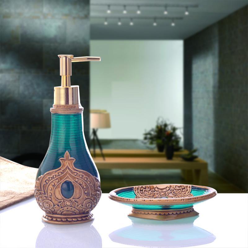 Buy Bathroom Set Creative European Style Washed Sannitizer Replacement Bottle Soap Two-Piece Set Bathroom Accessories Decorations And Ornaments Singapore