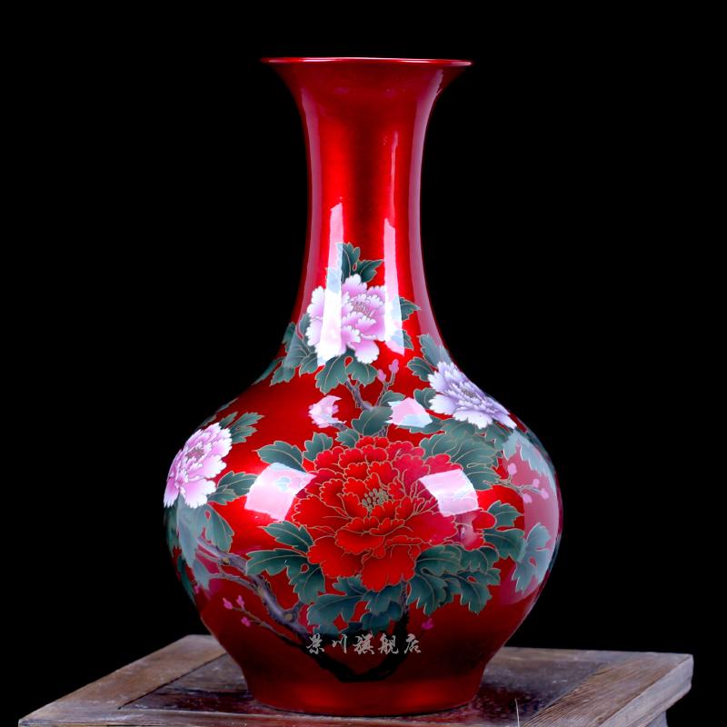 Table-board Vase Jingdezhen Ceramic Works Red shui jing you Blossoming HYUNDAI Home Decoration Living Room Decoration