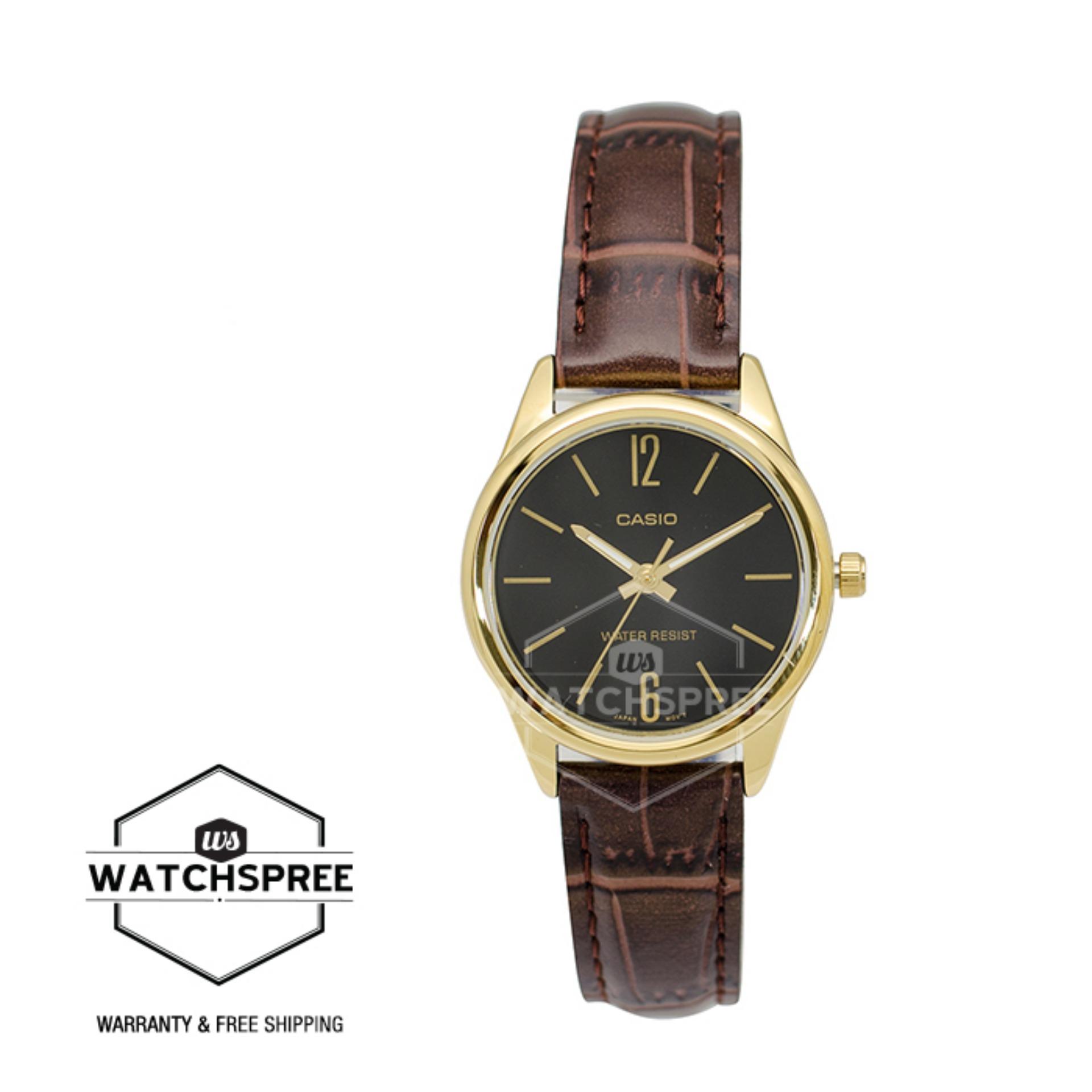 Casio gold leather on sale watch