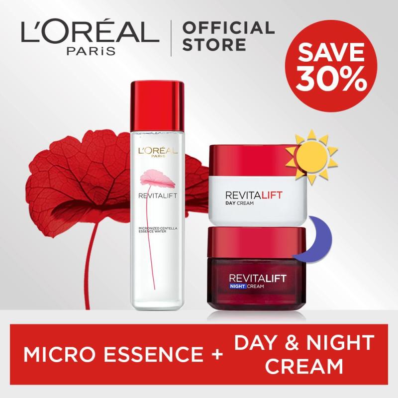 Buy LOréal Paris Revitalift Centella Anti-Aging Micro-Essence 130ml + LOréal Paris Revitalift Dermalift Anti-Aging Day Cream SPF23 50ml + LOréal Paris Revitalift Dermalift Anti-Aging Night Cream 50ml (Bundle) Singapore