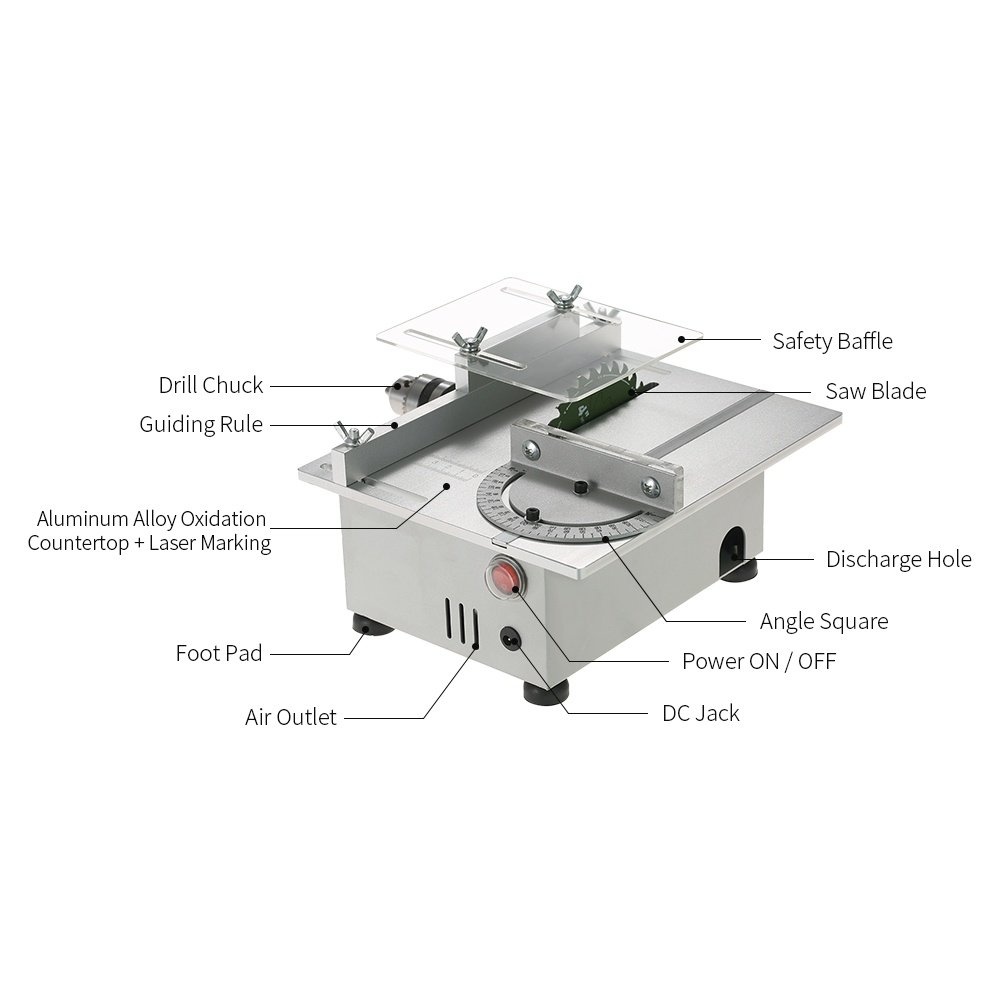 100w Mini Table Saw Aluminum Miniature Diy Multi Function