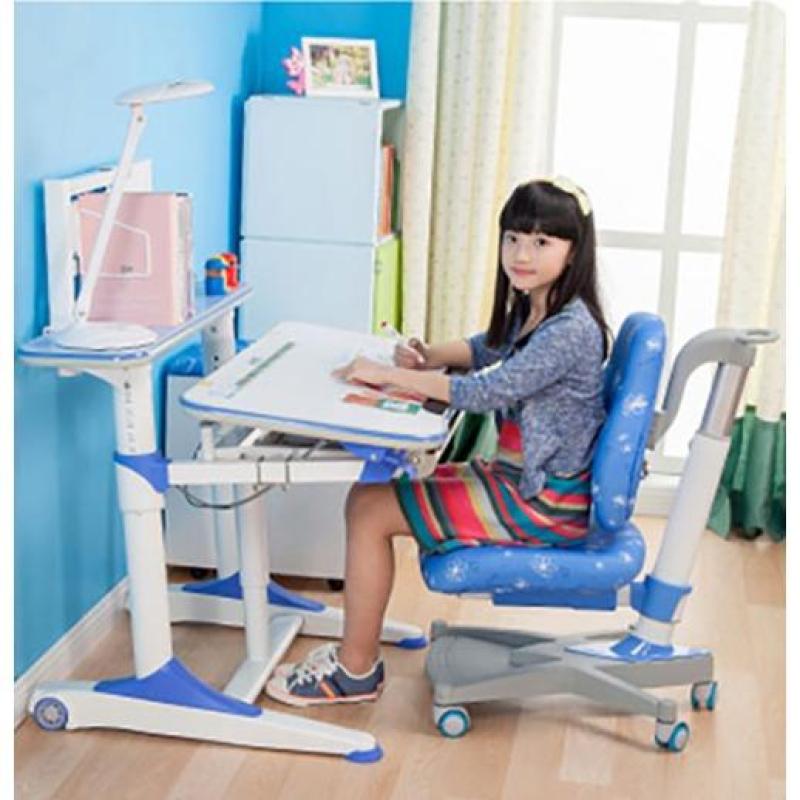 Blue E950 Kids Ergonomic Study Table (Without Drawer & White Rack)
