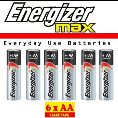 6 Piece Energizer Max AA Alkaline Batteries