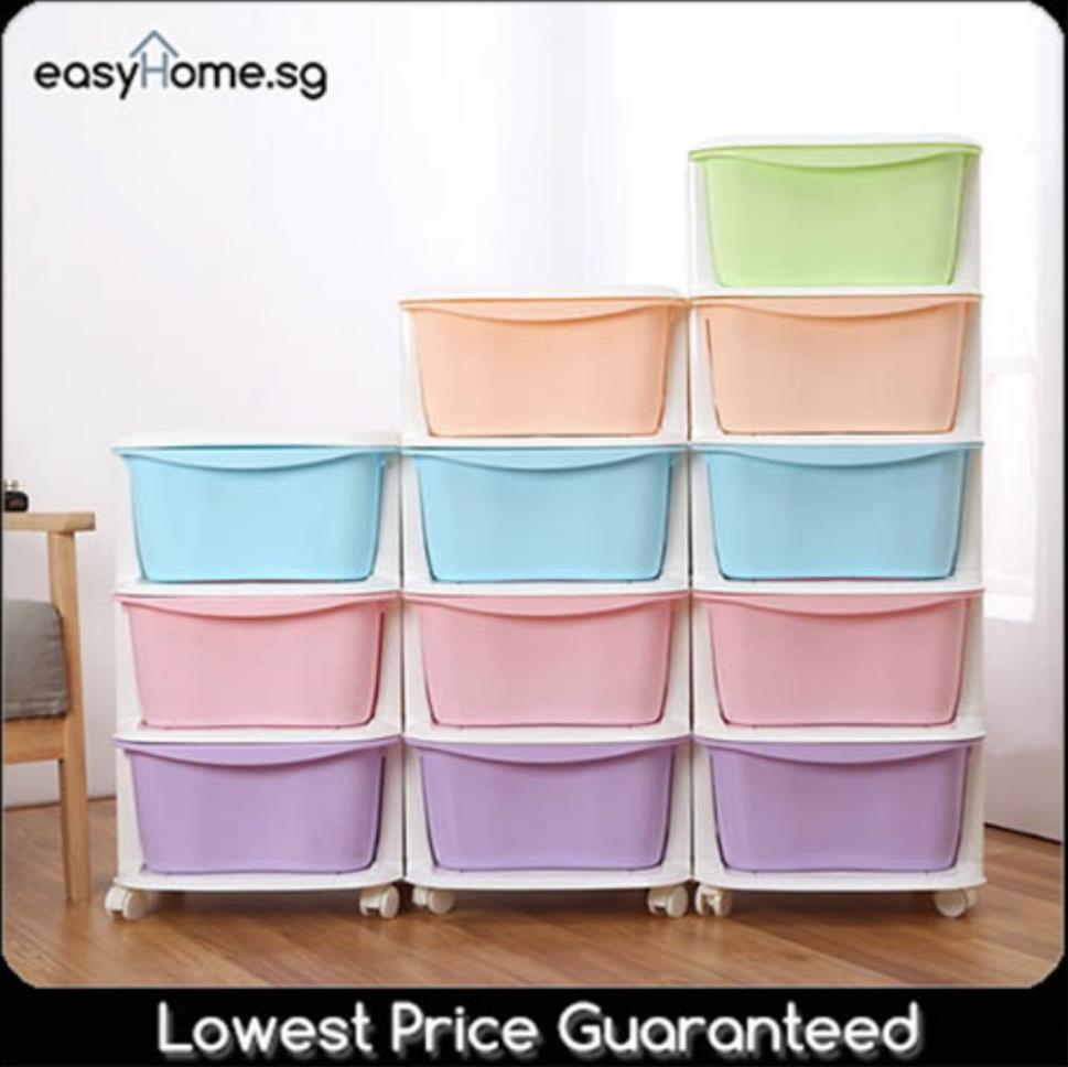 3, 4, or 5 Tier Cabinet - Plastic Storage Box Drawer Organizer Container Rack Shelf