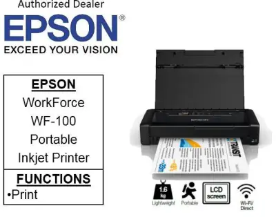 Epson WorkForce WF 100 Portable Inkjet Printer Lightweight Portable Colour Inkjet WF100 WF 100