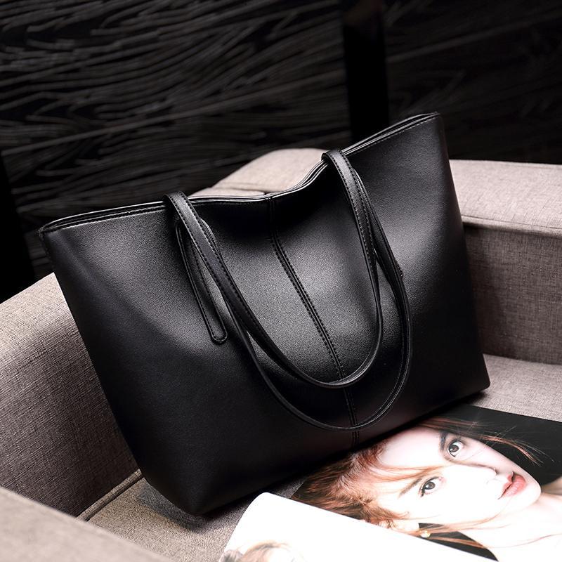 Cowhide One-Shoulder Big Book Bags Female 2019 New Style Versitile Fashion Simple Large Capacity Tote Bag Hand Womens Leather Bags