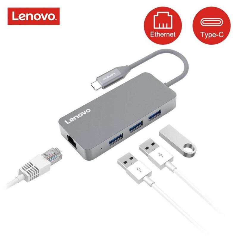 Lenovo C506 Type-C Hub to 3 x USB 3.0 Ports + RJ45 Ethernet LAN Port for Macbook Pro, Surface Pro, Samsung S9 Note 8 9, Huawei