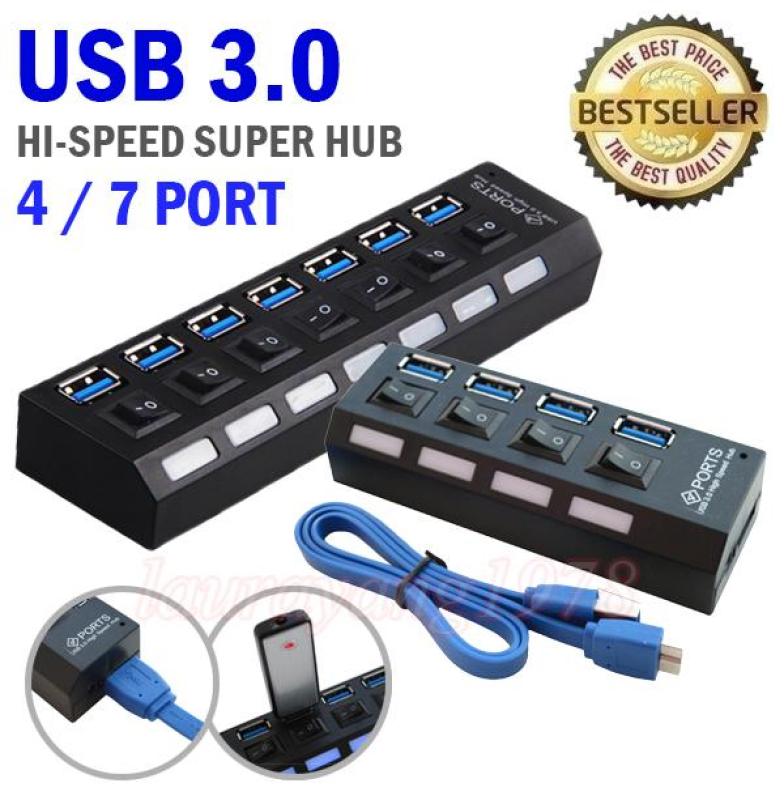 USB 3.0 High Speed Super Hub 4 Port with 3.0 USB Cable Portable for Android Smart Phones
