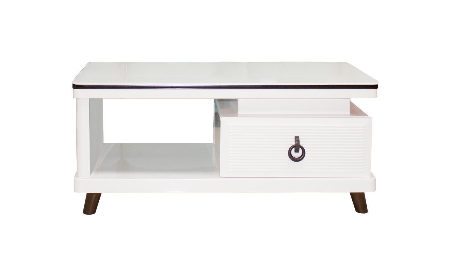 Rectangle Coffee Table - White Color - Drawer - Free Delivery - CT68