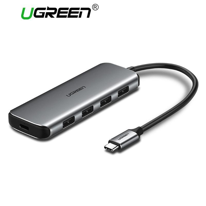UGREEN USB C HUB Aluminum USB 3.0 HUB 4 Ports Type C 3.1 Splitter with PD for MacBook Pro Samsung Galaxy S9/S8/Note 9 USB-C HUB-15cm Cable