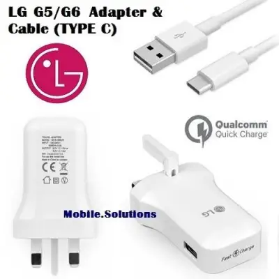 LG G5 / G6 Original Adapter - Data / USB Cable / Fast Charger (White)