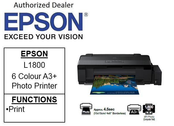 Epson EcoTank L1800 A3+ ** Free $50 NTUC Voucher Till 25th May 2019 ** Borderless Single Function 6-Colour Photo Printer (Free 32GB Flash drive) Epson