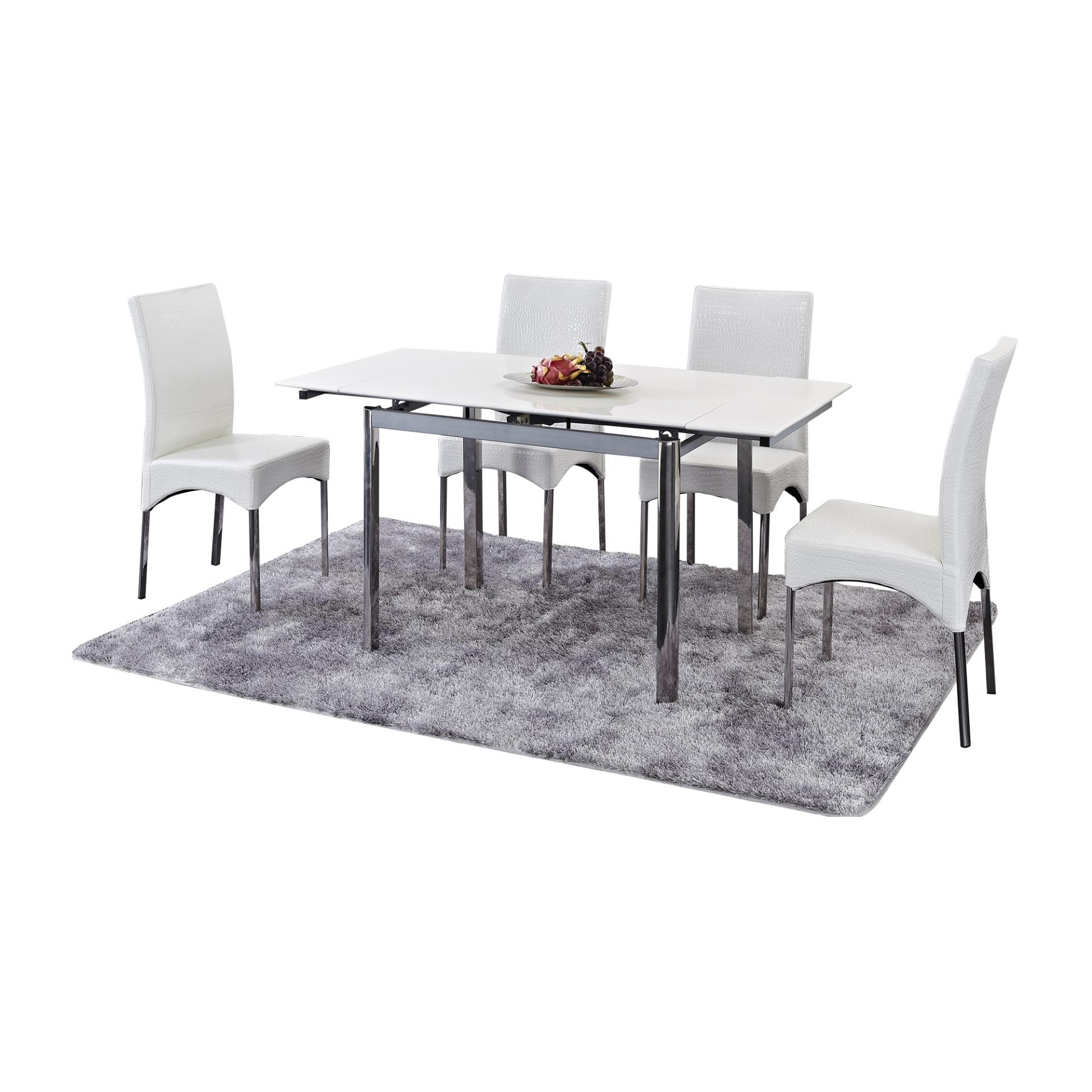 Jolien Extendable Marble Top Dining Table + 4 Dining Chairs (FREE DELIVERY)(FREE ASSEMBLY)