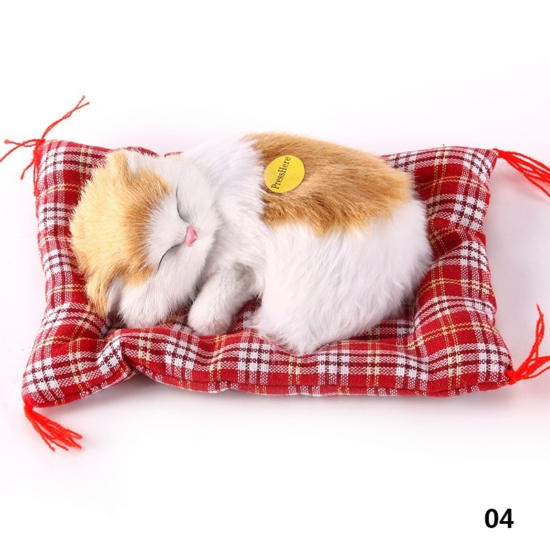 2016 Simulation Animal Doll Plush Sleeping Cats Toy with Sound Kids ...