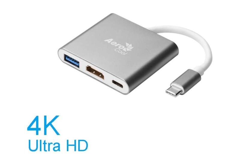 Aerocool ASA-ADPT-ACTC306 Premium Aluminum Type C Hub & Dock with HDMI