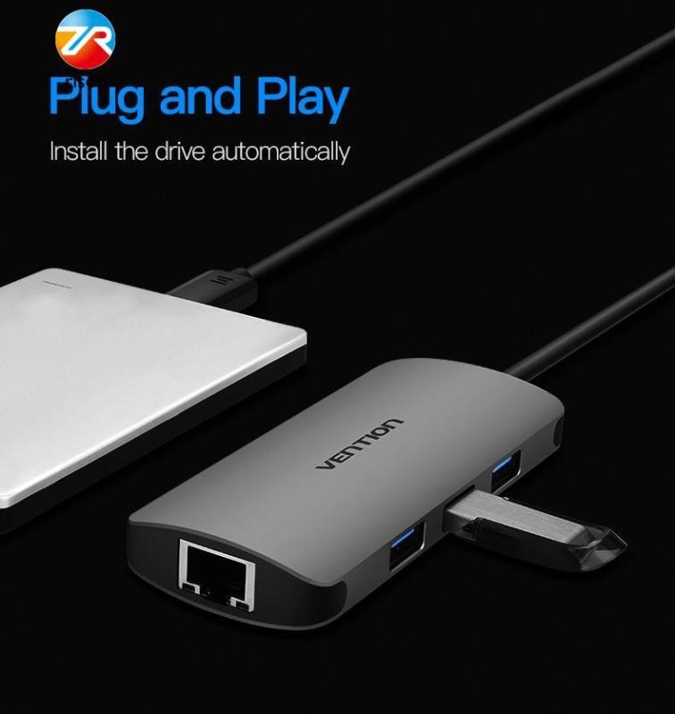 Vention USB Type C Converter Type C To HDMI VGA USB 3.0 PD Power 3.5mm Audio RJ45 Ethernet Adapter SD/TF Card Reader USB HUB