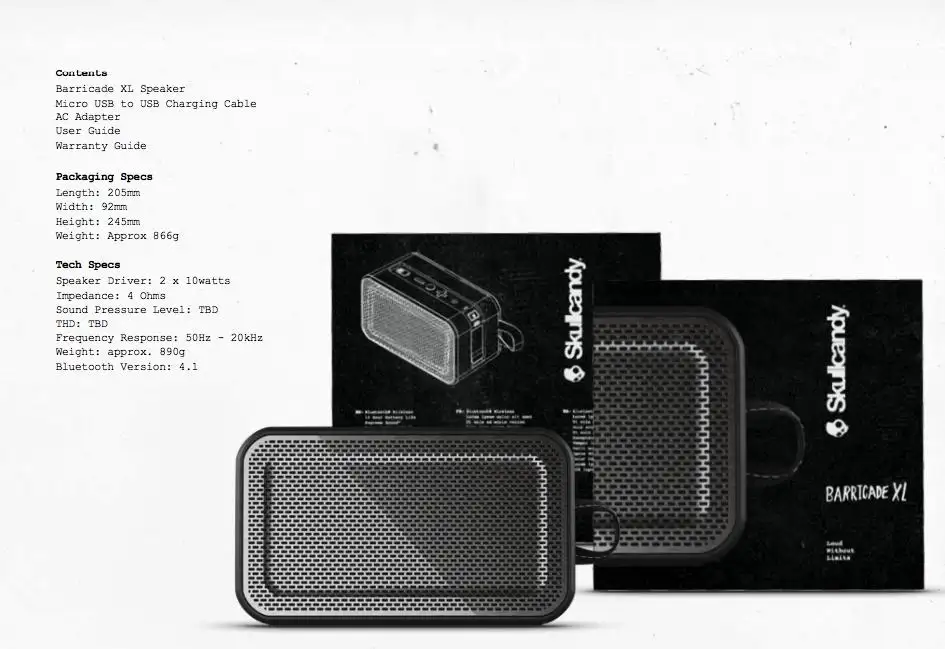 skullcandy barricade specs