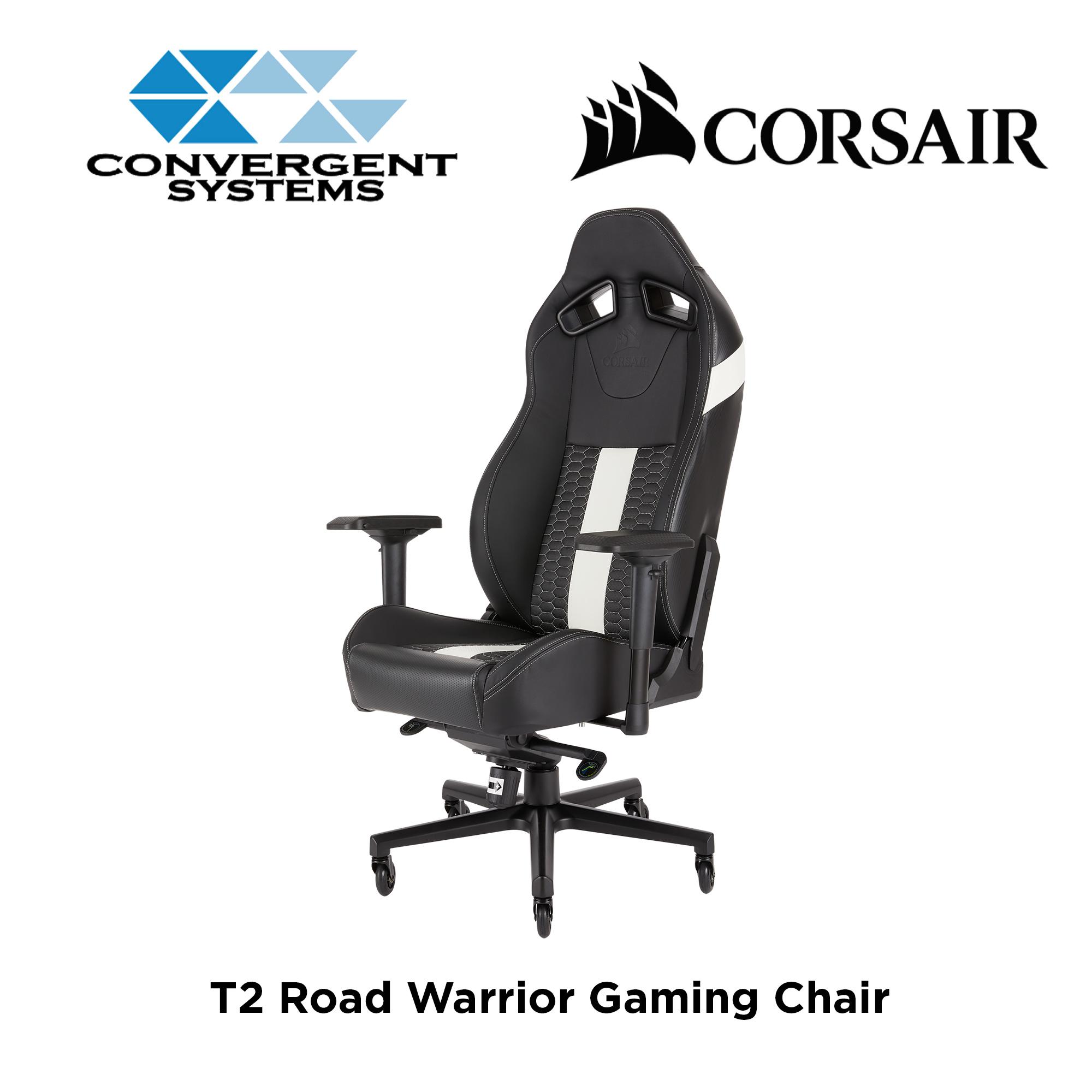 Corsair T2 Road Warrior Gaming Chair - Black / White Stripes