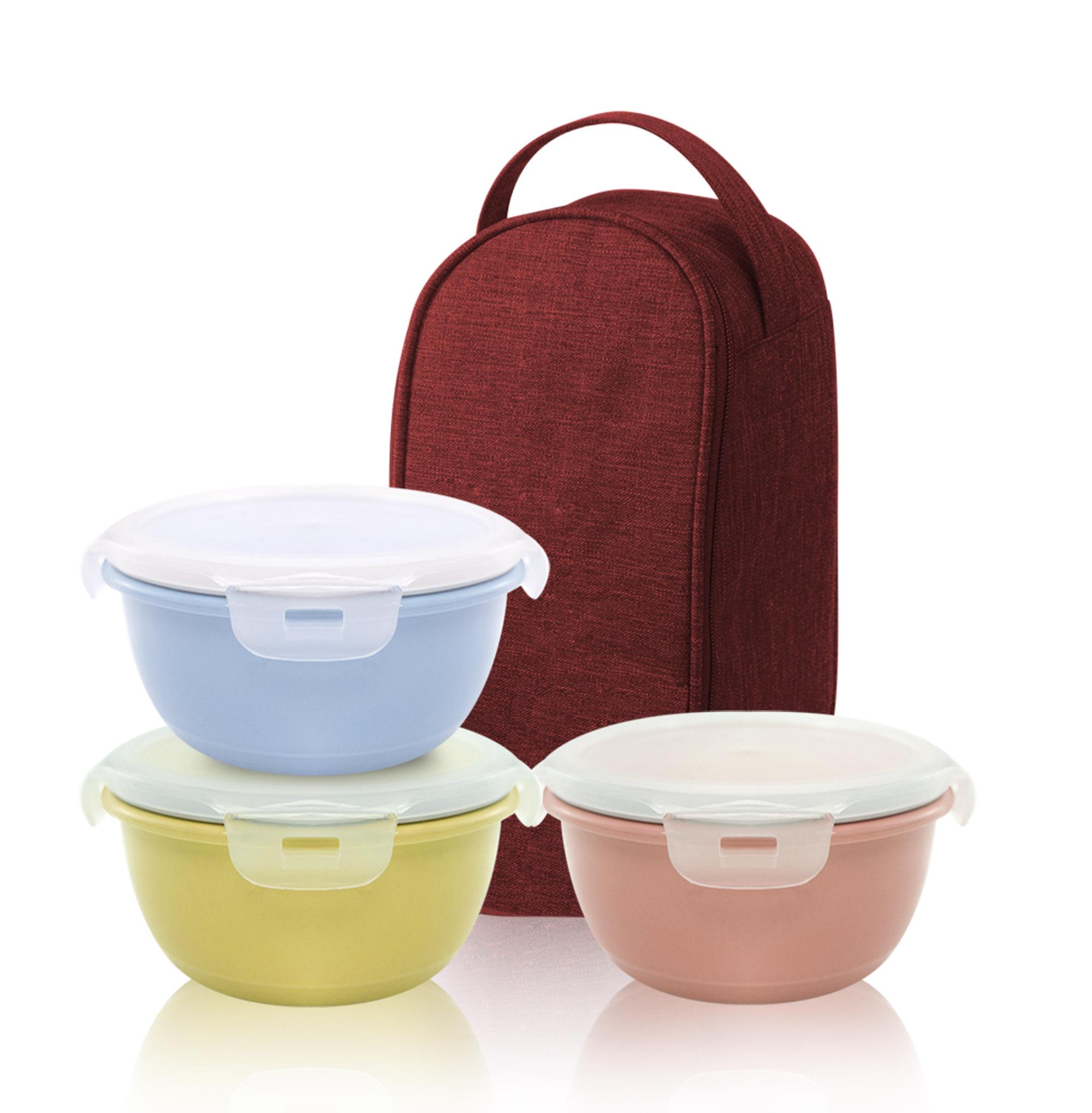 BỘ 3 HỘP CƠM SỨ PASTEL KÈM TÚI GIỮ NHIỆT THƯƠNG HIỆU DONGHWA B1505-01S3