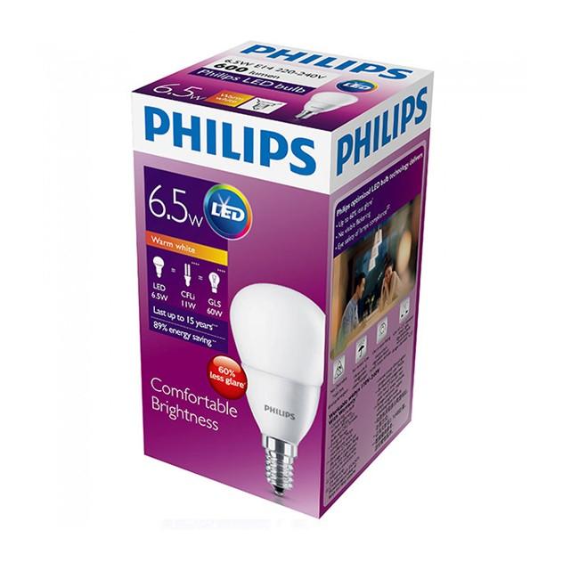 (4 Packs) Philiips LED Bulb E14 6.5W = 11W CFLi = 60W Traditional GLS (Warm White 3000K)