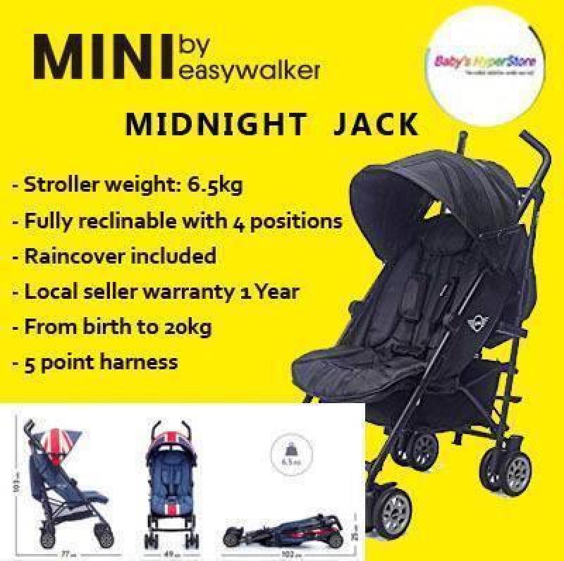 Easywalker Midnight Jack ★ Newborn to 20kg ★ Fully reclinable ★ Raincover included ★ Rear wheel suspension Singapore
