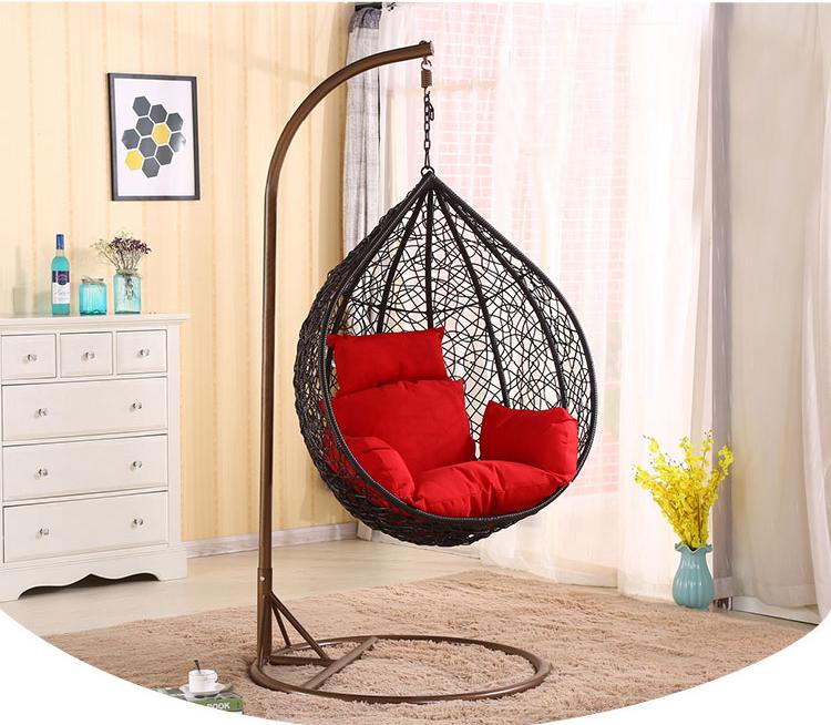 A-Star Outdoor Swing Chair with Red Cushions