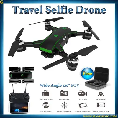 *FREE Hardshell WATERPROOF CASE* Foldable Selfie drone with 120 FOV Wide Angle HD 720P Camera