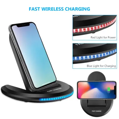 10W Qi Wireless Charger Fast Charging Stand Dock For iPhone X 8 XS XR & Samsung Galaxy S9 S8+ Note 8