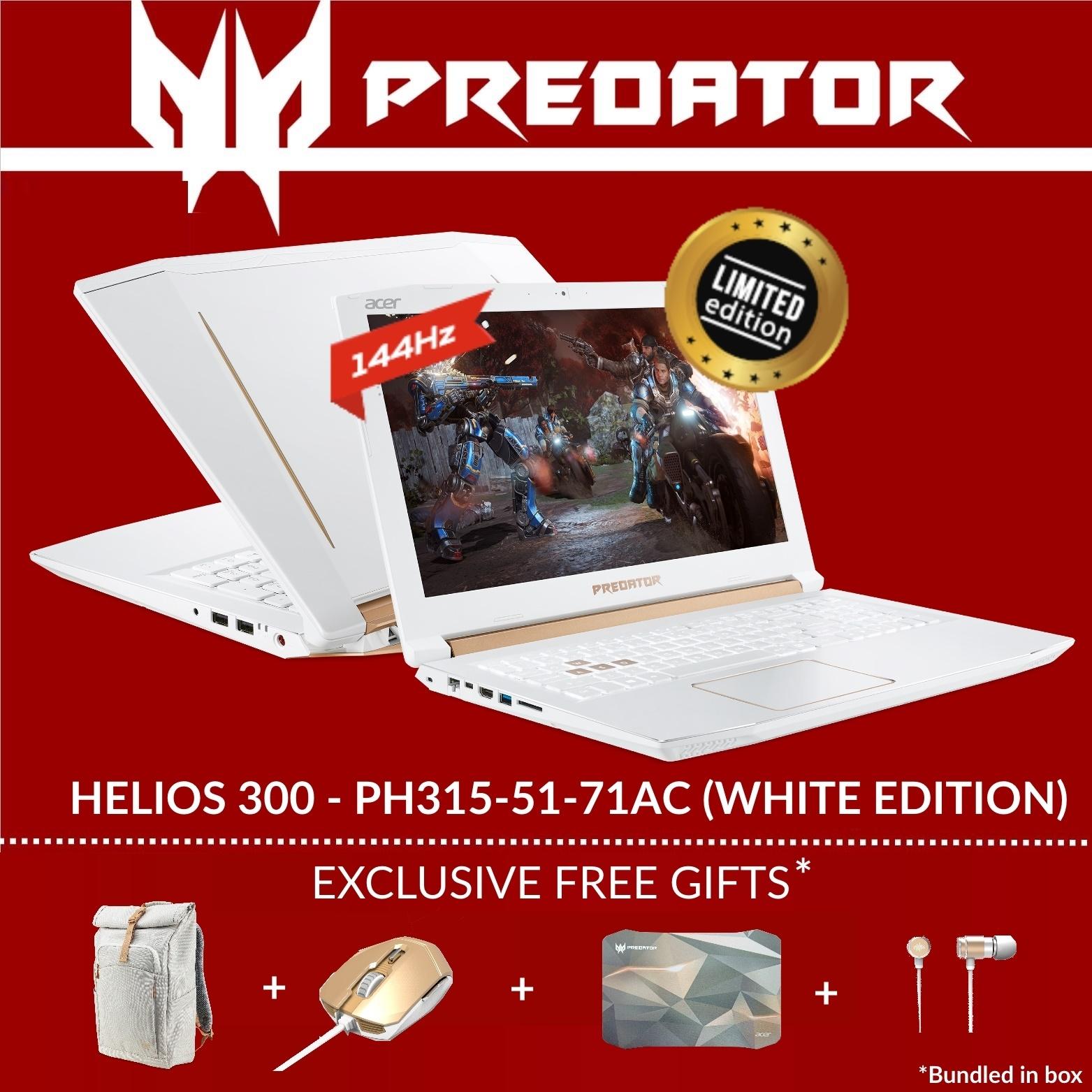 Predator Helios 300 PH315-51-71AC (White Special Edition) Gaming Laptop with 144Hz refresh rate and GTX 1060 Graphics Card