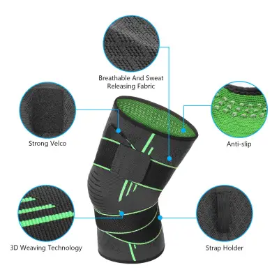 HOMPO 2PCS Knee Support Brace Compression Sleeves Breathable Anti Slip Elastic Adjustable Knee For Joint Pain and Arthritis Relief,Meniscus Tear, ACL,PCL,MCL Running & Arthritis - Best Knee Brace for Basketball, Football, Volleyball, Running, Tennis