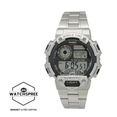 [WatchSpree] Casio Men's Standard Digital Silver Stainless Steel Watch AE1400WHD-1A AE-1400WHD-1A