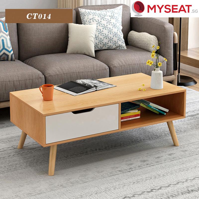 MYSEAT.sg Coffee Table With Movable Drawer