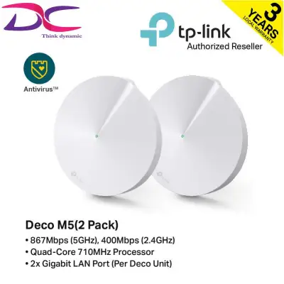 TP LINK Deco M5(2-pack) AC1300 Dual Band Gigabit MU-MIMO WiFi Mesh Router (Whole Home Mesh WiFi System) Works with all Telcos (Supports IPTV) | DECO M5 2-Pack | Deco M5 2 Pack