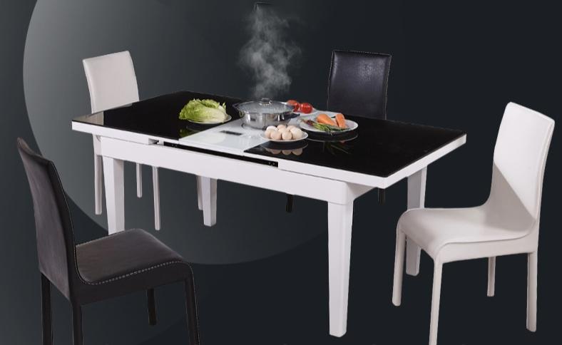 JIJI (Free Installation) Memoir Extendable Steamboat Dining Table With Induction Panel - Black (Dining Table) (Free 12 Month Local Seller Warranty) (SG)