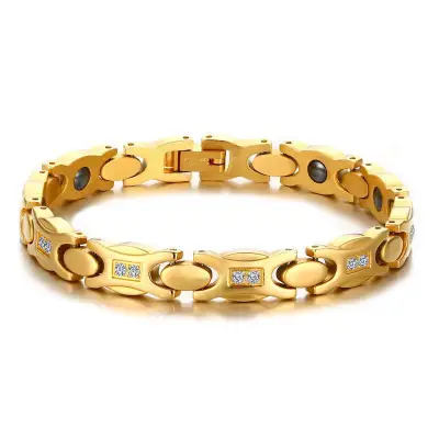 18K Gold Plated Titanium Steel Magnetic Bracelets Bands For Women Ladies Bio Health Care Bracelet Bangles
