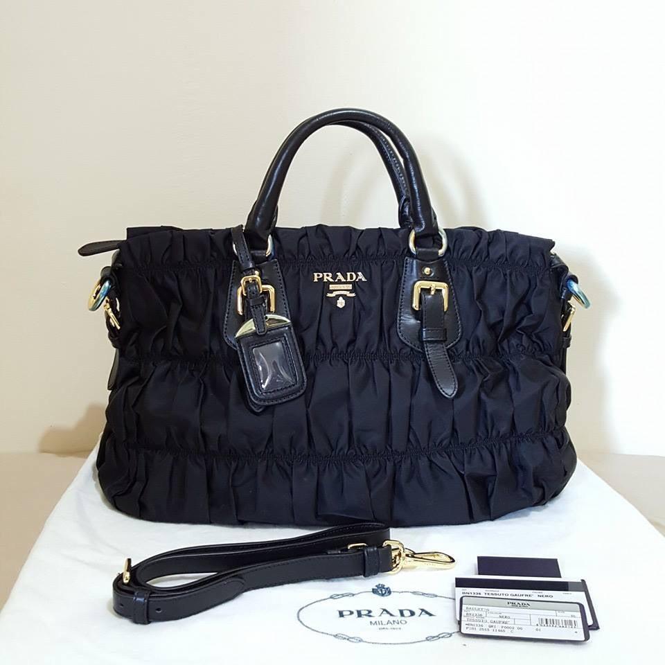 Prada Women Bags Shoulder Lazada Sg Original Prada Bn1336 Tessuto Gaufre Tote