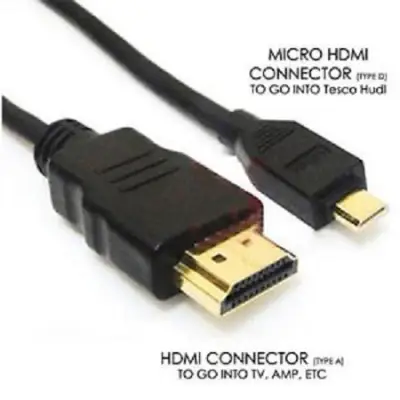 Micro HDMI to HDMI Cable 1.8M Gold Plated Connectors for HDTV, Phones, Camcorders & DVR