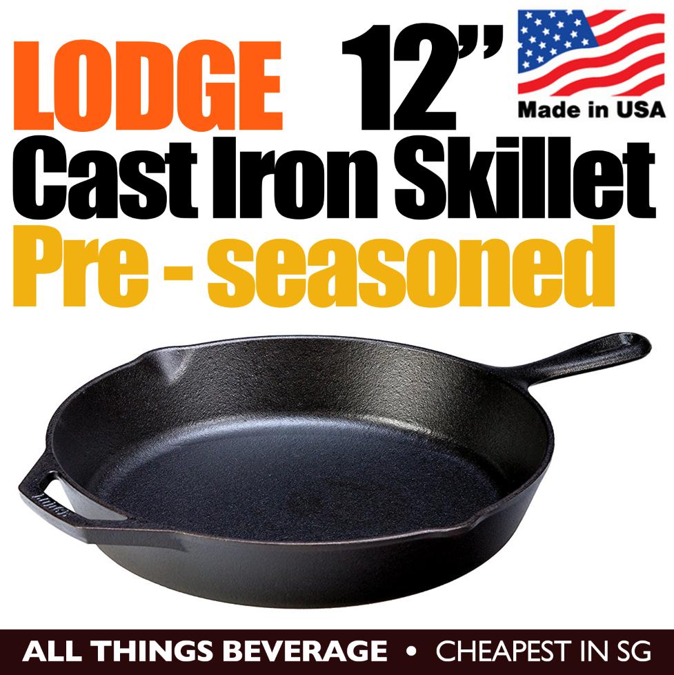Lodge Cast Iron Round Skillet Grill Pan Pre seasoned 12 30.4cm Made in