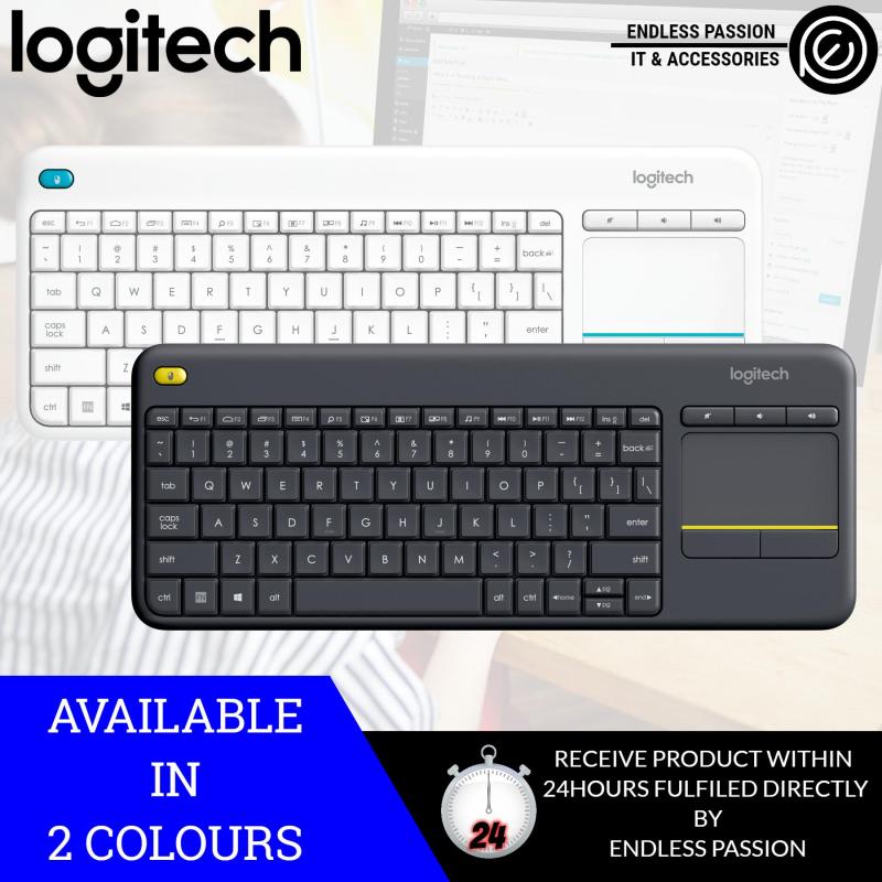 Logitech K400 Plus Wireless Touch TV Keyboard with Easy Media Control and Built-In Touchpad (Black / White) Singapore