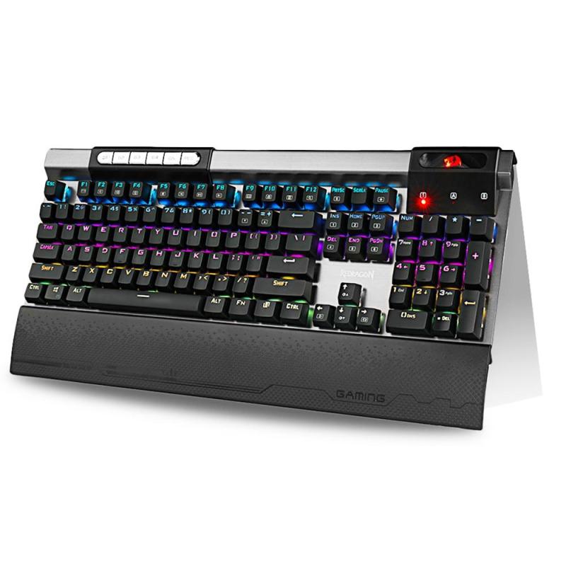 Redragon SURYA RGB LED Mechanical Gaming Keyboard 104 Keys Anti-ghosting with Macro Keys & Wrist Rest, Onboard Macro Recording (Blue Switches) Singapore