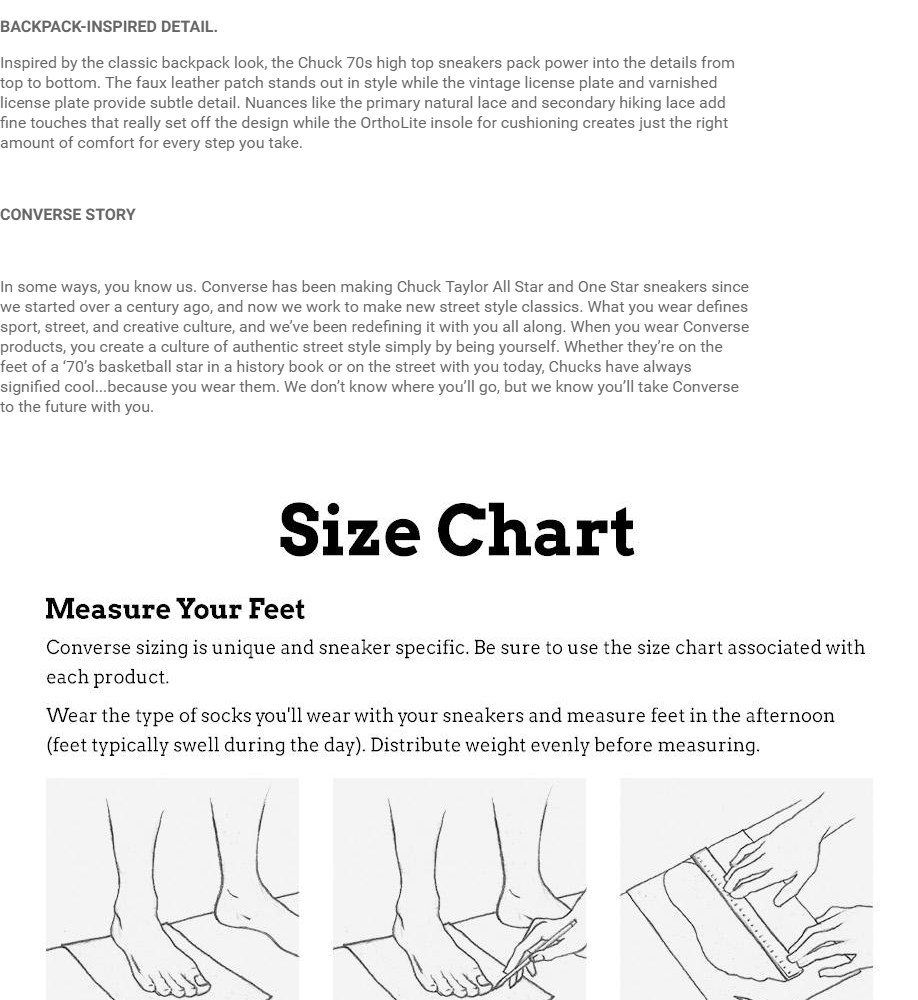 converse 70 sizing