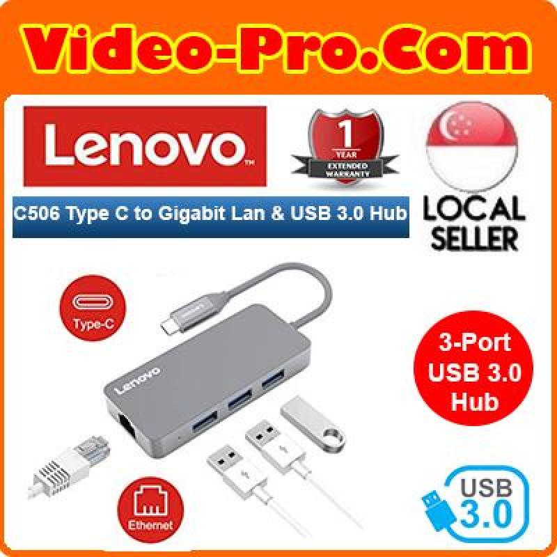 Lenovo C506 USB Type C To RJ-45 Gigabit Ethernet Lan and 3Ports USB 3.0 Hub